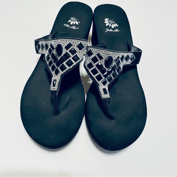 Yellow Box Kamilla Wedge Black Women’s Sandals Size 10 - Picture 3 of 6